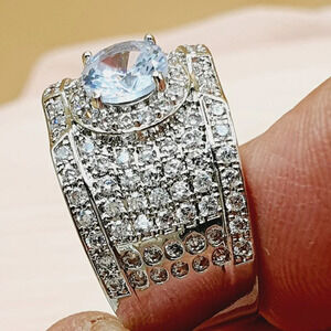 💞 Luxury Glitter Zircon Cubic Dainty Carved Fashion Ring for Man,MARR9217